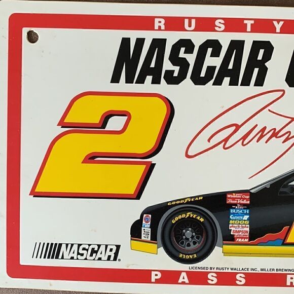Vintage NASCAR Rusty Wallace garage pass sign license plate - Picture 3 of 8